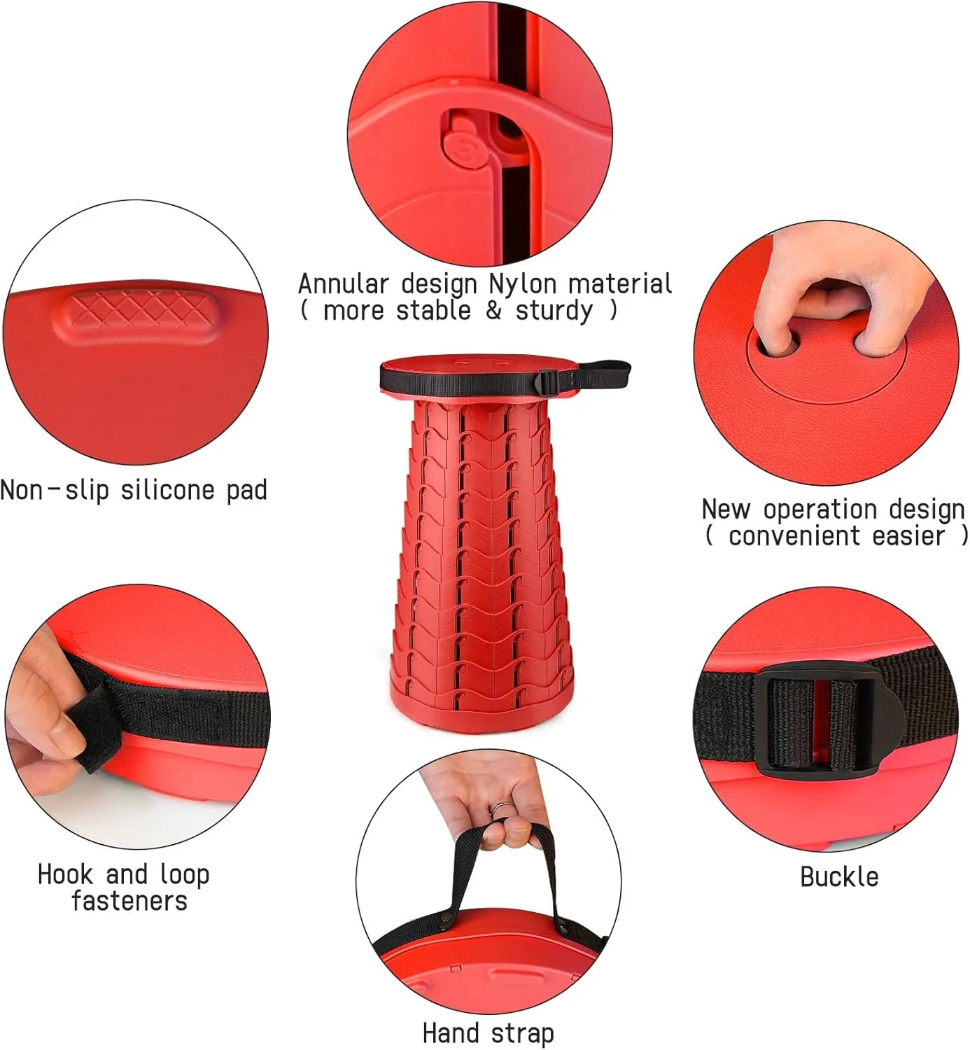 Folding Stool Colorful Stool Body Portable Collapsible Stool Seat Max Load Capacity 397lbs, Telescopic Folding Stools Retractable Stools for Adult Camping Hiking Travel Outdoor BBQ