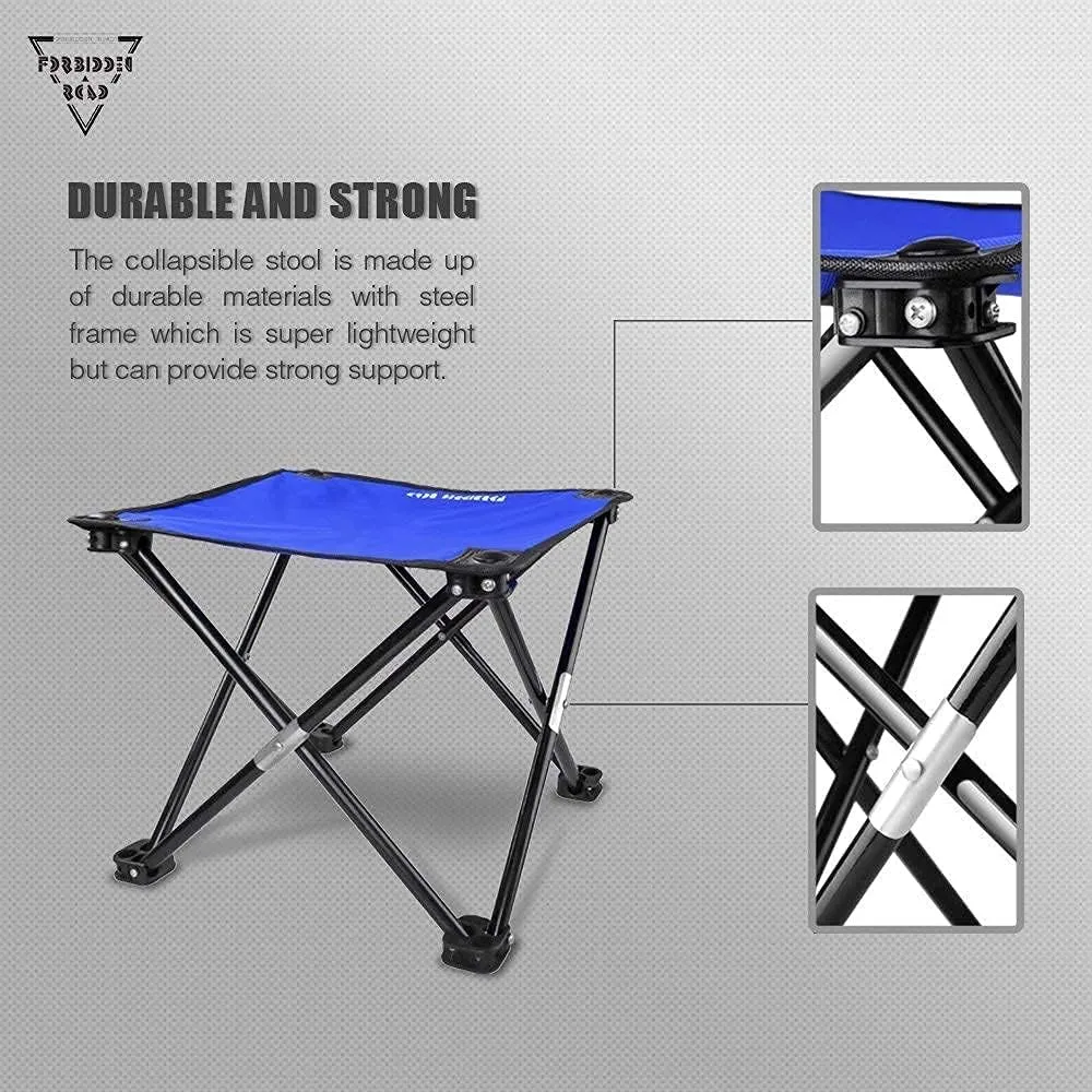 Forbidden Road Camping Stool Portable Footrest for Hiking Fishing Backpacking Beach Travel - Capacity 220lbs (Blue, 14.17 * 11.8 inch)
