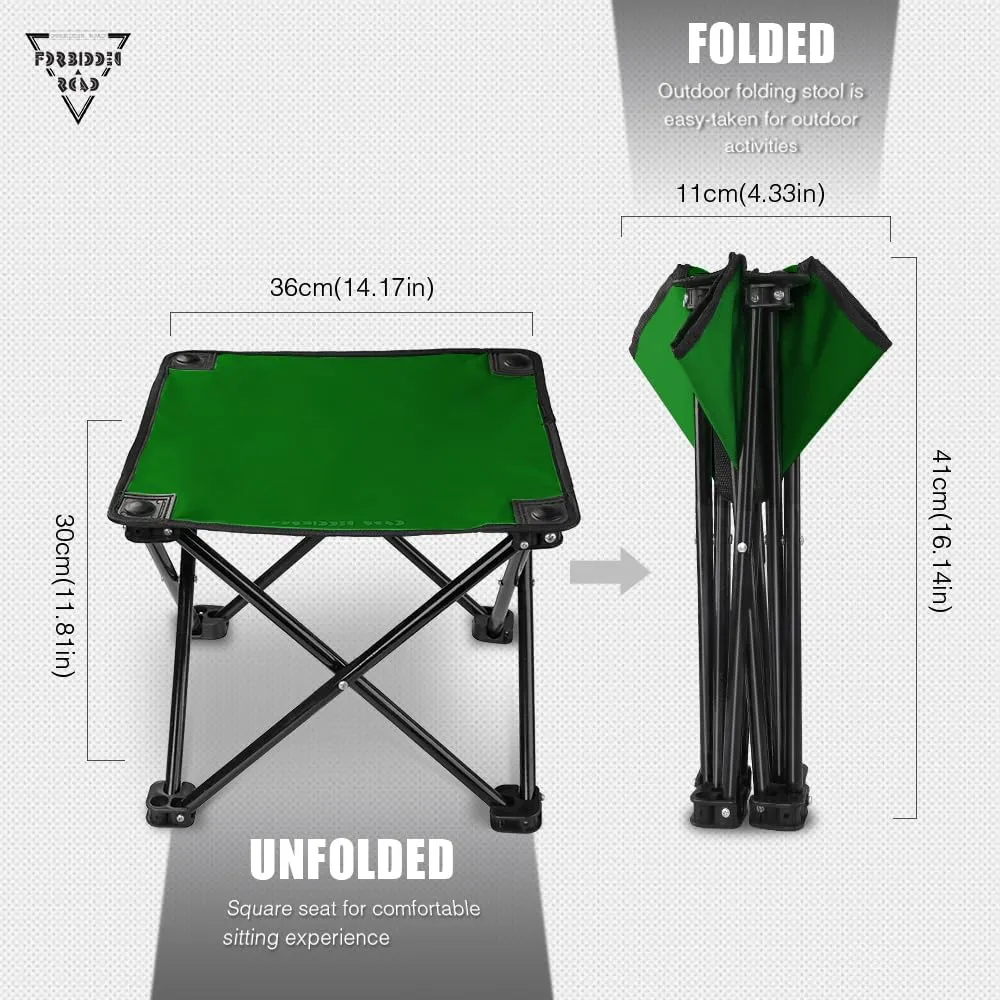 Forbidden Road Camping Stool Portable Footrest for Hiking Fishing Backpacking Beach Travel - Capacity 220lbs (Green, 14.17 * 11.8 inch)