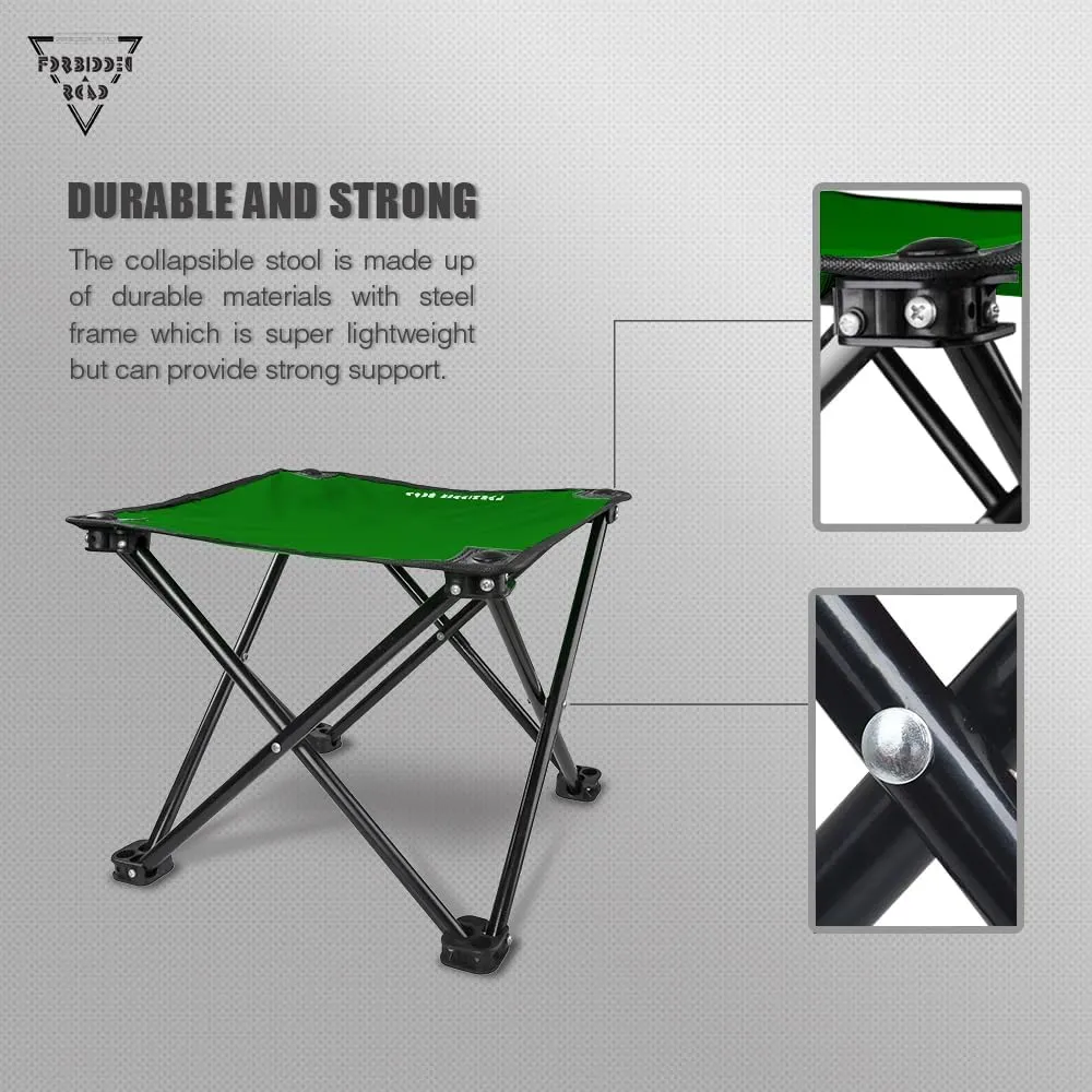 Forbidden Road Camping Stool Portable Footrest for Hiking Fishing Backpacking Beach Travel - Capacity 220lbs (Green, 14.17 * 11.8 inch)