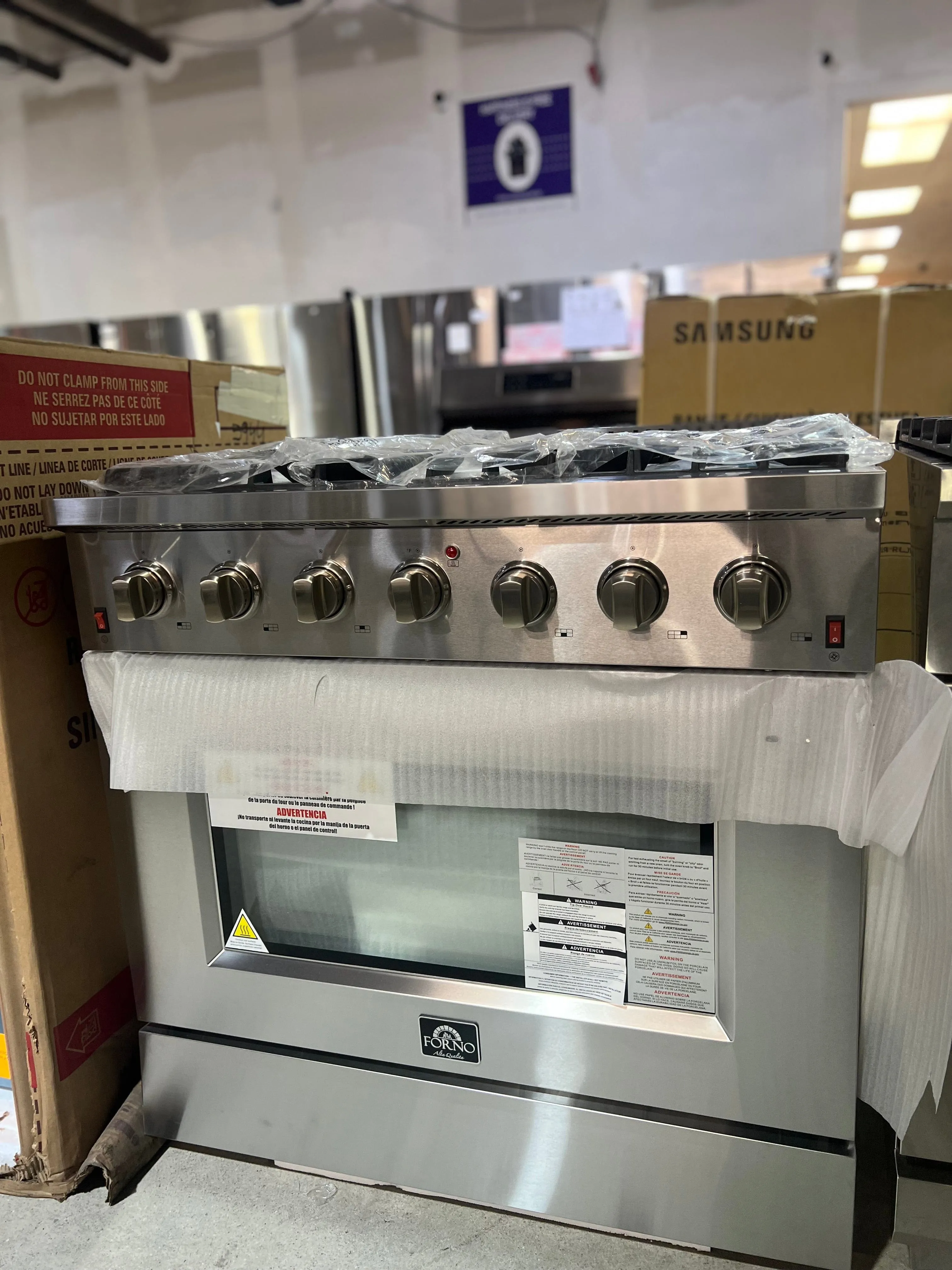 Forno FFSGS6244-36 Gas Range, Gas, 36 inch Exterior Width, Convection, 6 Burners, 5.36 cu. ft. Capacity, 1 Ovens, Stainless Steel color