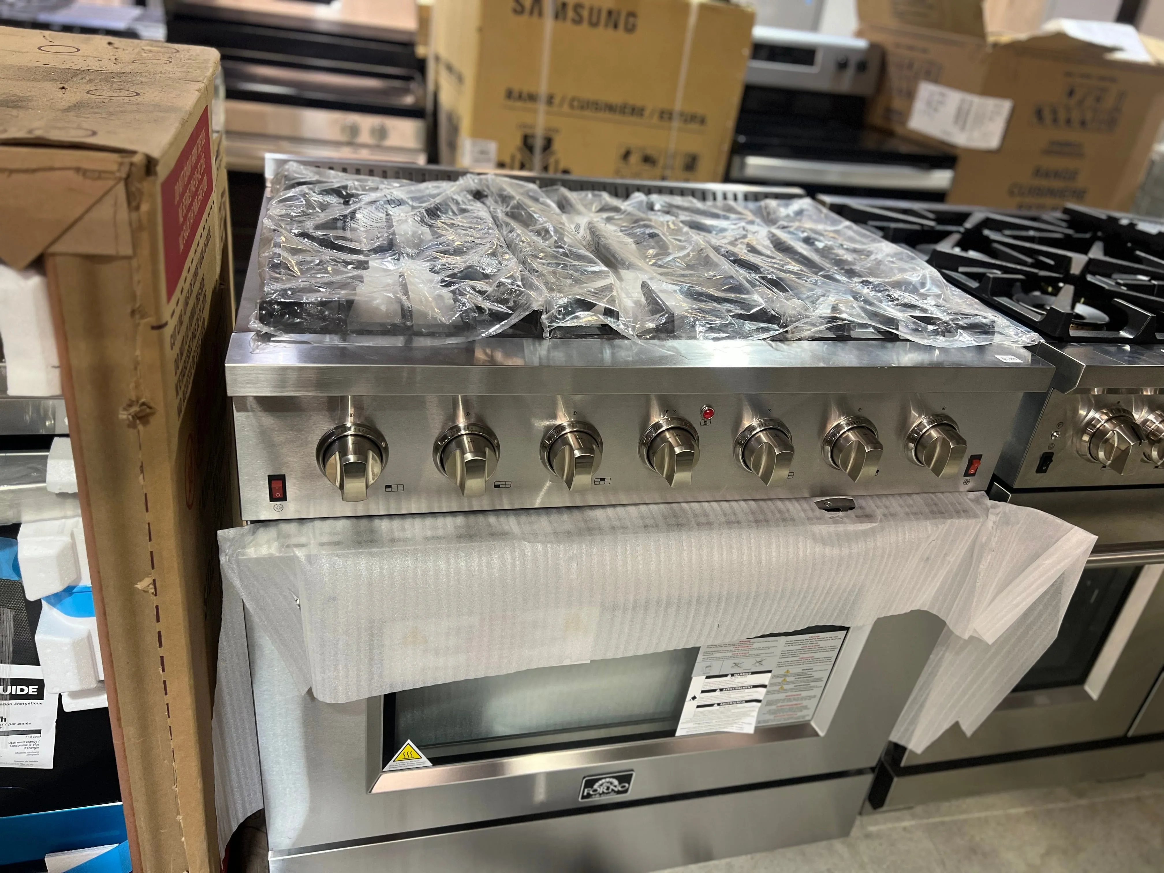 Forno FFSGS6244-36 Gas Range, Gas, 36 inch Exterior Width, Convection, 6 Burners, 5.36 cu. ft. Capacity, 1 Ovens, Stainless Steel color