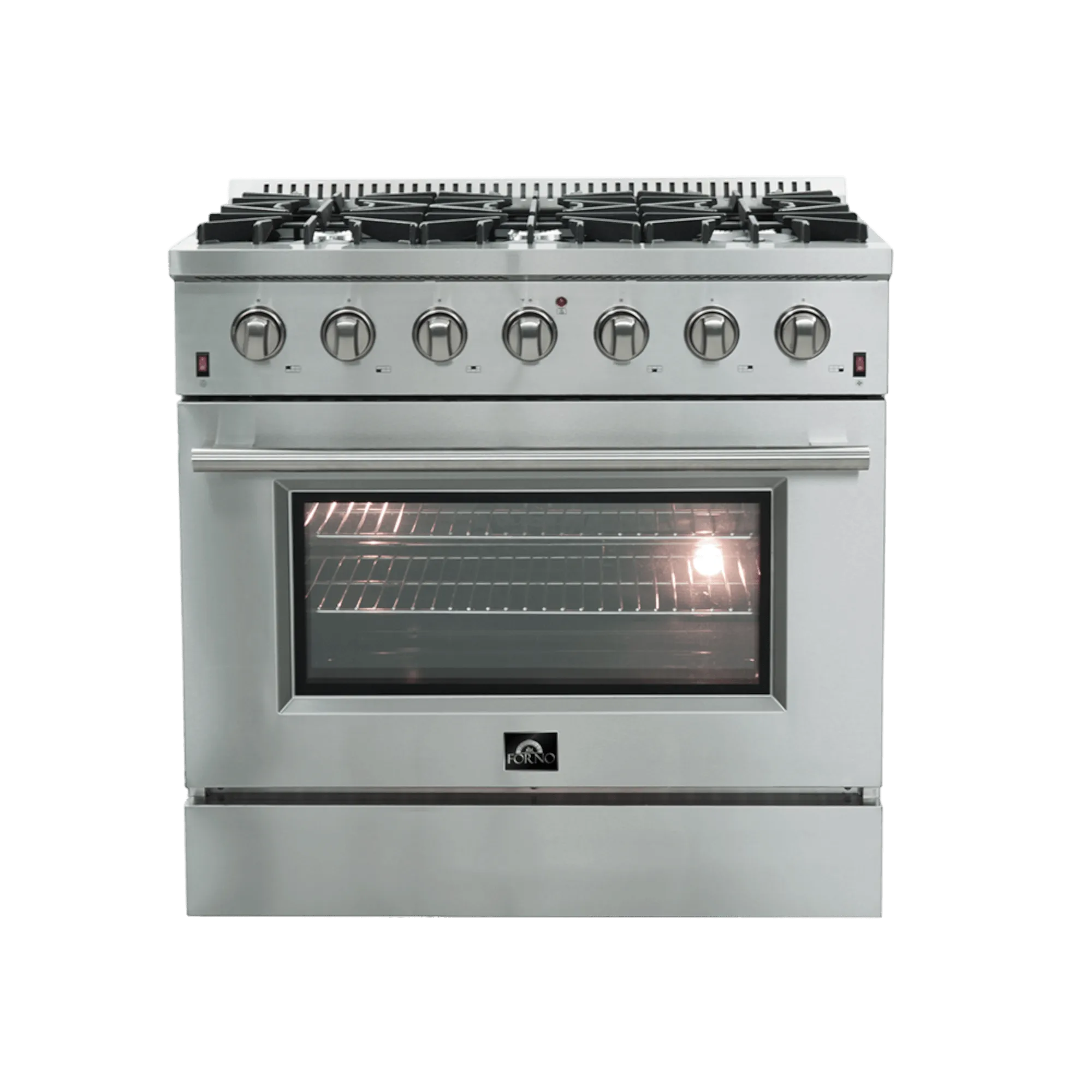 Forno FFSGS6244-36 Gas Range, Gas, 36 inch Exterior Width, Convection, 6 Burners, 5.36 cu. ft. Capacity, 1 Ovens, Stainless Steel color
