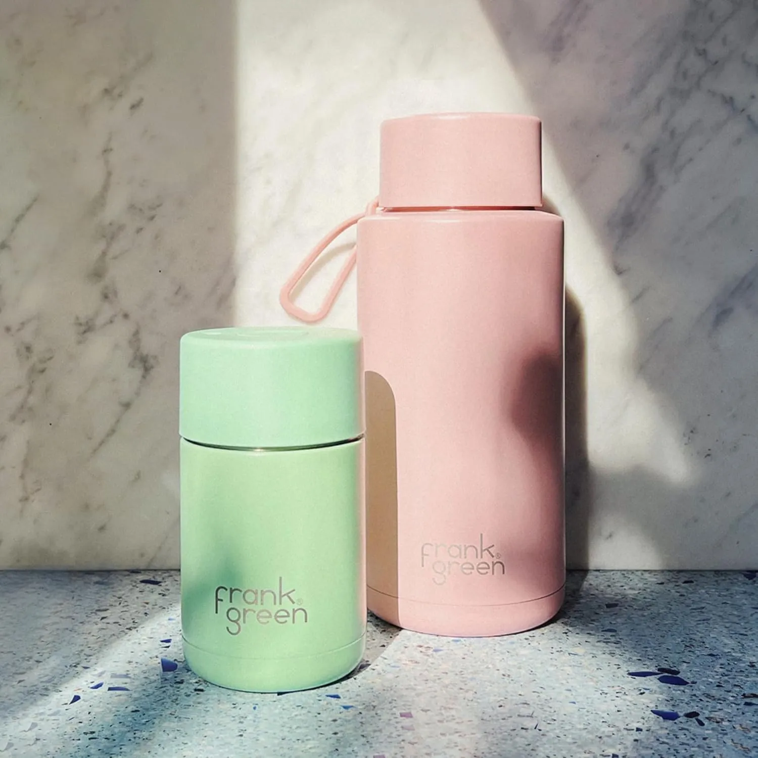 frank green - Ceramic Reusable Bottle - Stainless Steel Water Bottle With Straw, Insulated Water Bottle, Metal Water Bottle - Flip Straw Lid - 34oz - Moon Dust