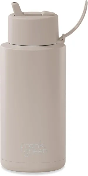 frank green - Ceramic Reusable Bottle - Stainless Steel Water Bottle With Straw, Insulated Water Bottle, Metal Water Bottle - Flip Straw Lid - 34oz - Moon Dust