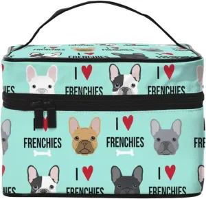 Frenchie Dog Cosmetic Bag Portable Makeup Storage Pouch Box Travel Toiletry Bag