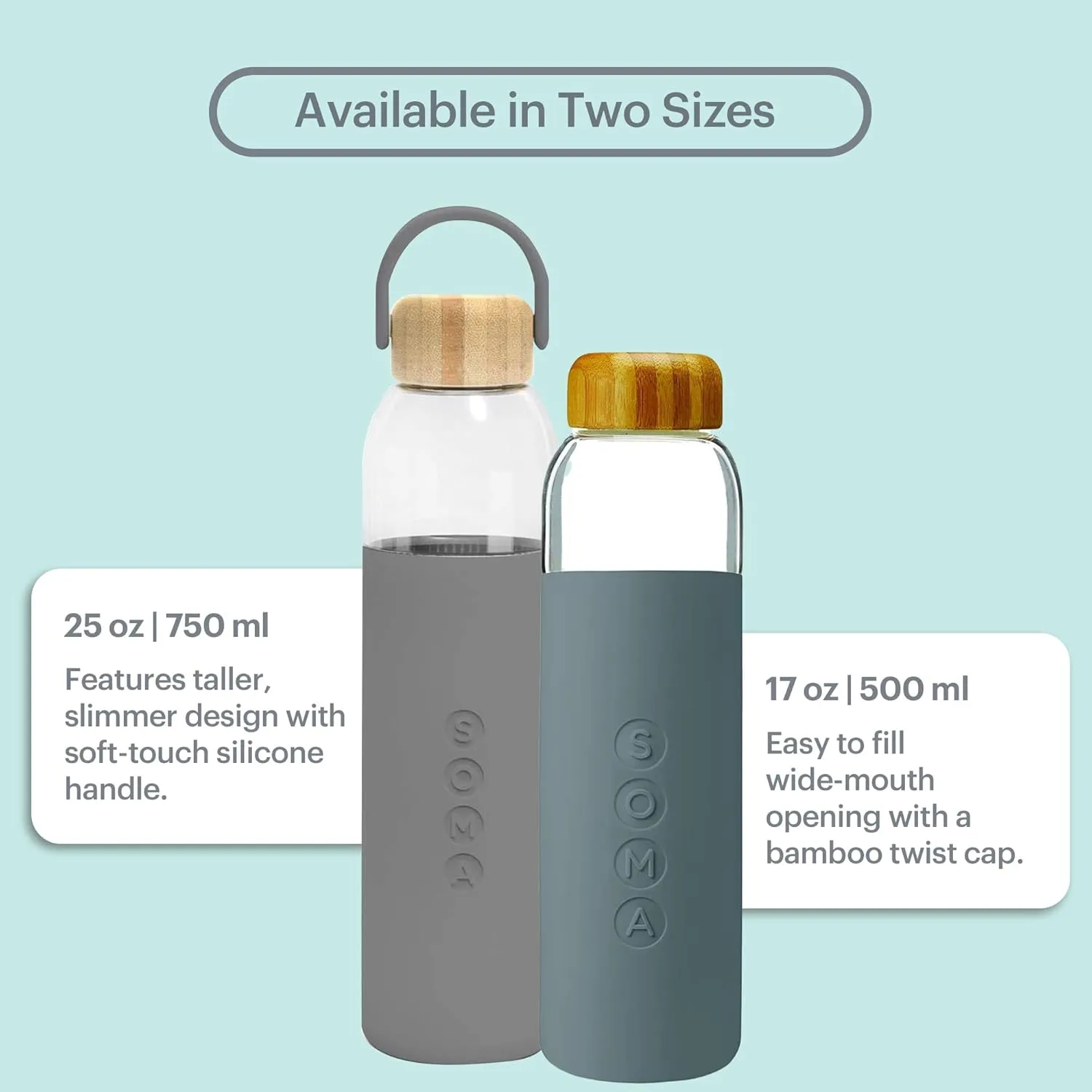 Full Circle Home 25 oz. Glass Water Bottle - Gray - DTC