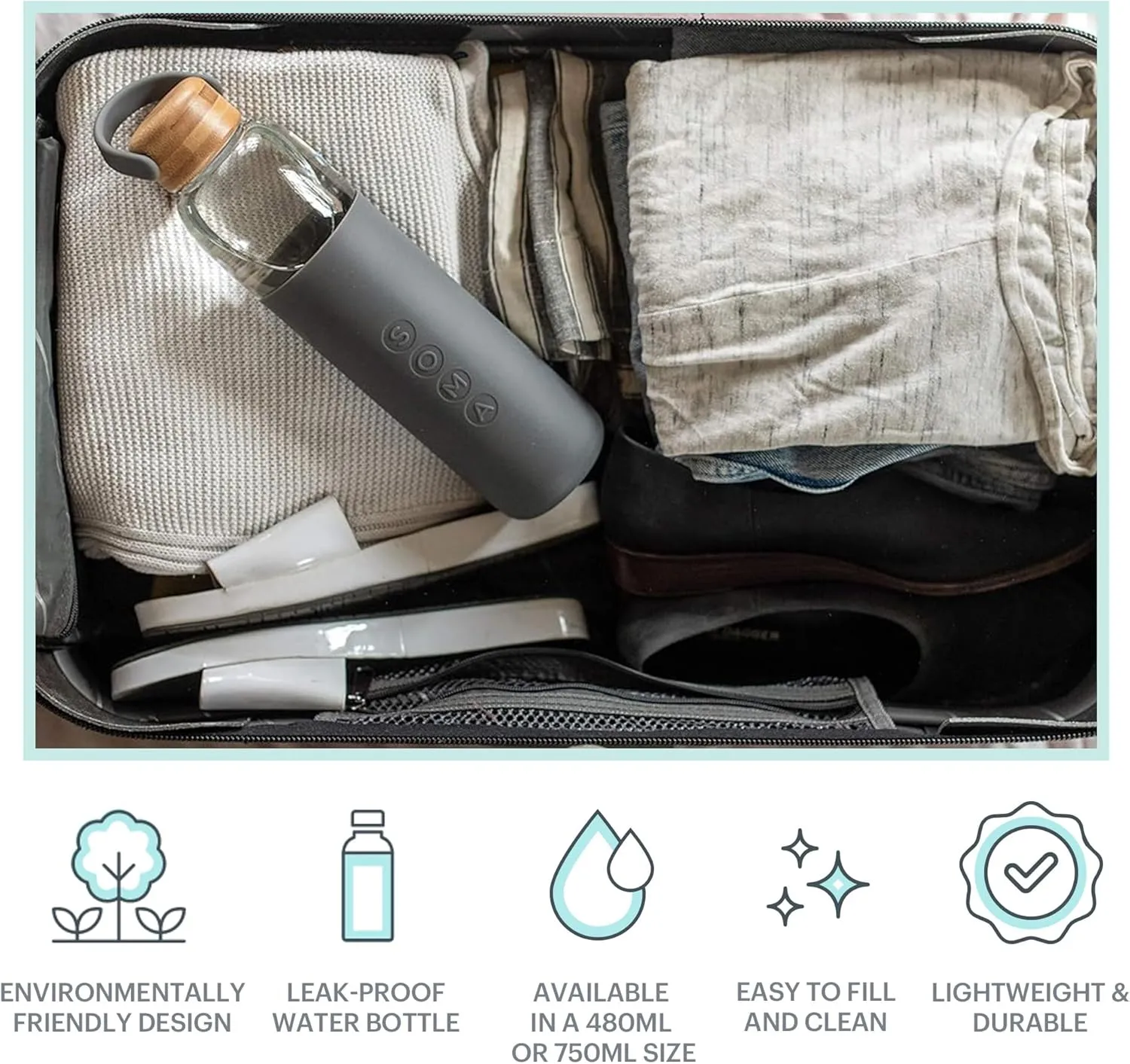 Full Circle Home 25 oz. Glass Water Bottle - Gray - DTC