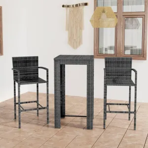Furniture,Outdoor Patio Furniture Set,3 Piece Patio Bar Set with Armrest Poly Rattan GrayDesigned for Camping, Resting, Outdoors.