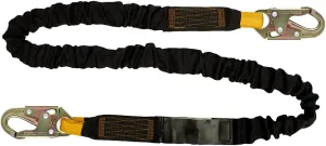 Fusion Climb 4ft 48"x2" Internal Bungee Fall Protection Safety Lanyard with HS Steel Snap Hooks 23kN Black