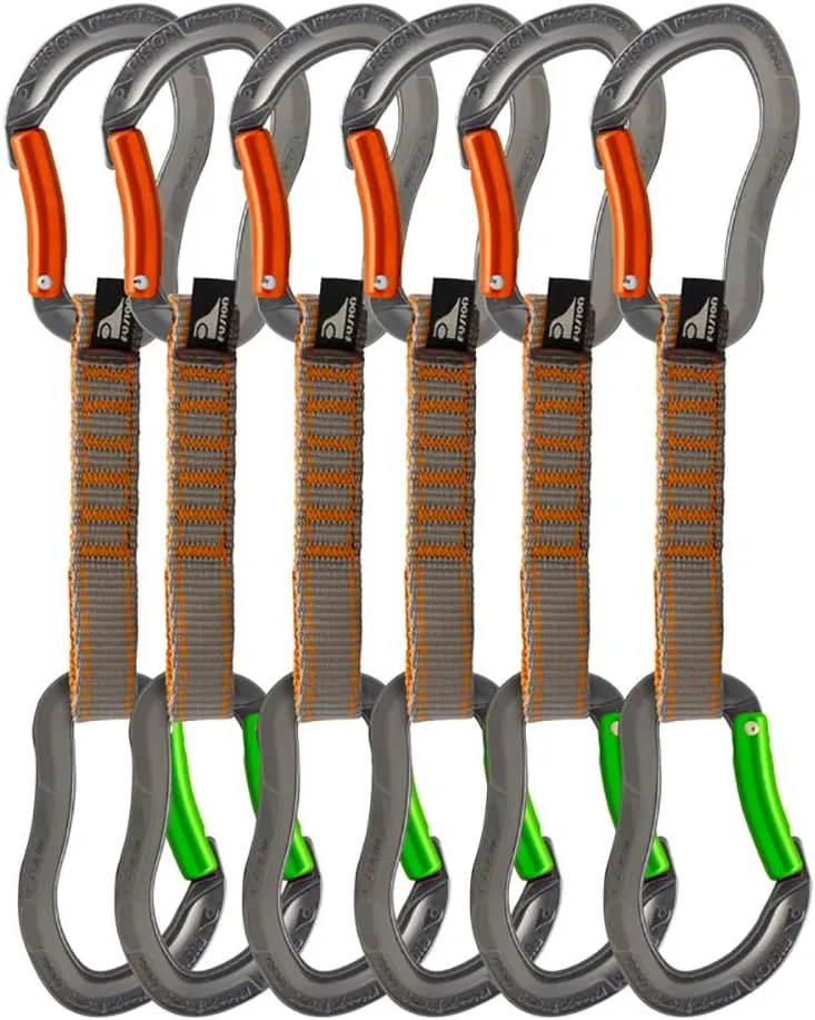 Fusion Quickdraw Set of 6 Bent Gate/Bent Gate, Orange/Apple Green