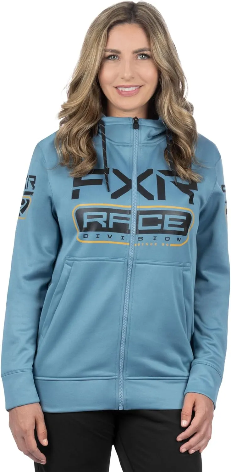 FXR Race Div Tech Hoodie DWR Finish Full Zip Up Pockets Casual Steel/Black