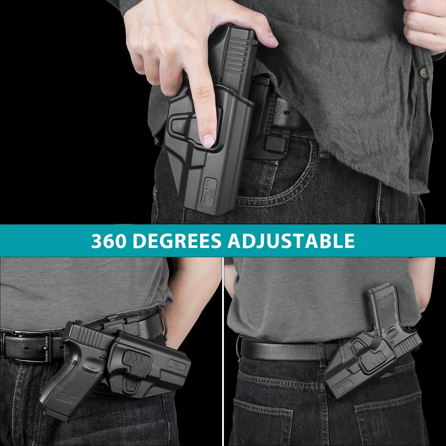 G19 Holster, OWB Holster Compatible with Glock 19 19X 32 45(Gen 3 4 5) 丨Glock 23(Gen 3 4), Outside Waistband Carry Holster with Level II Retention, 360 Degrees Adjustable Paddle, Right/Left Hand