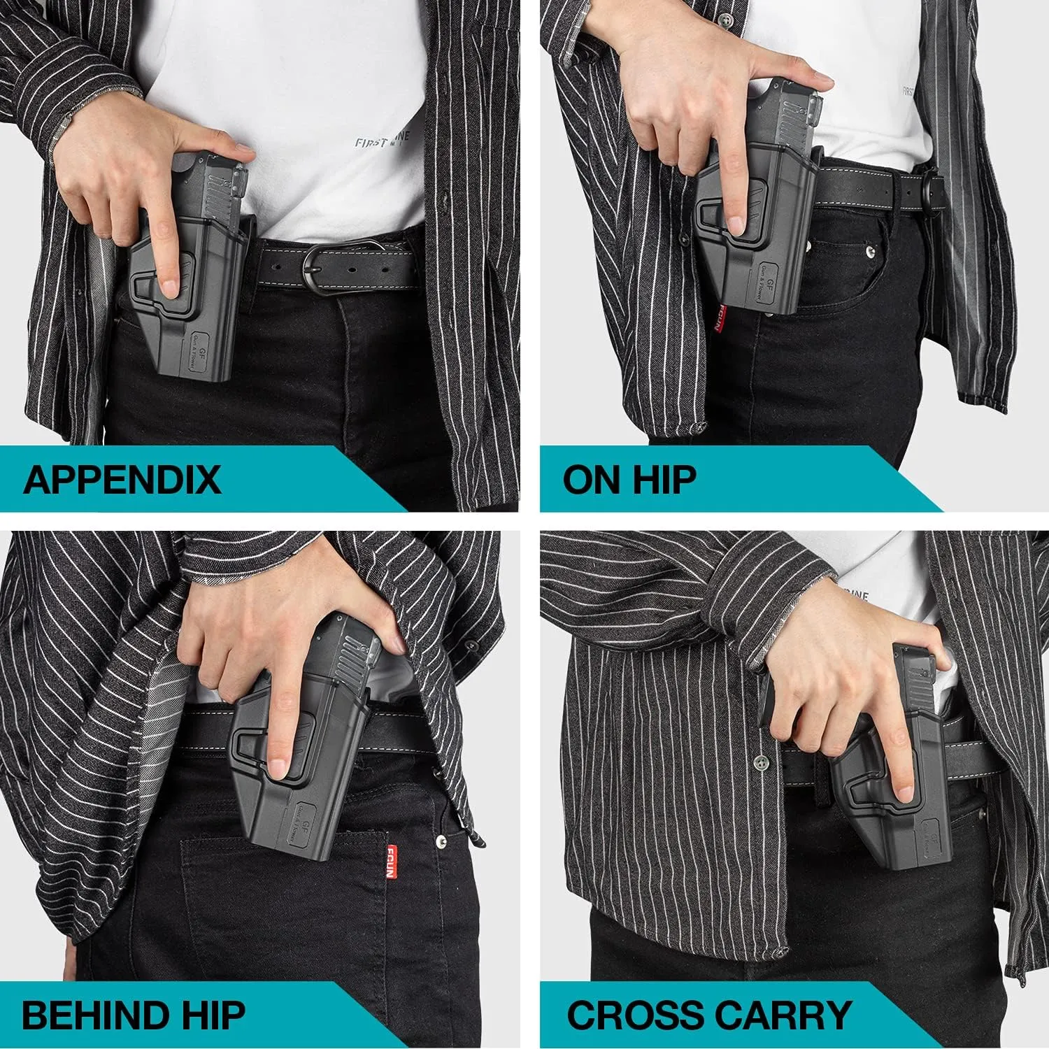 G19 Holster, OWB Holster Compatible with Glock 19 19X 32 45(Gen 3 4 5) 丨Glock 23(Gen 3 4), Outside Waistband Carry Holster with Level II Retention, 360 Degrees Adjustable Paddle, Right/Left Hand