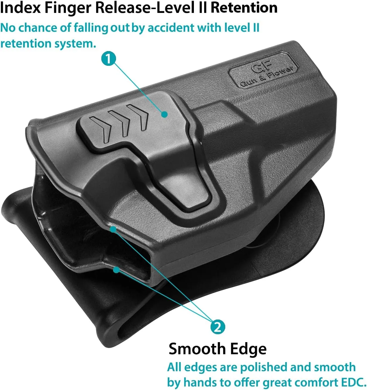 G19 OWB Holster for Glock 19 19X 23 Gen 3/4 32 45 (Gen 3-5) 丨Outside Waistband Holster with Level II Retention, 360° Adjustable丨Index/Thumb Release丨Optic-Compatible Option Available