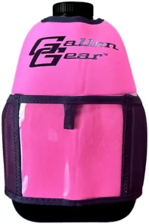 Gallon Gear 1 GALLON LARGE WATER BOTTLE SLEEVE COMBO | BPA FREE PLASTIC REUSABLE WATER JUG | HYDRATION WATER BOTTLE FOR MEN & WOMEN | GYM, SPORTS, TRAING & FITNESS (BLACK/PINK)