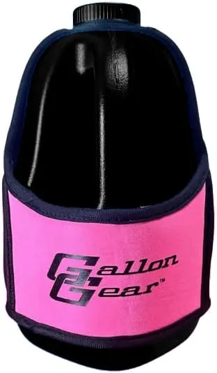 Gallon Gear 1 GALLON LARGE WATER BOTTLE SLEEVE COMBO | BPA FREE PLASTIC REUSABLE WATER JUG | HYDRATION WATER BOTTLE FOR MEN & WOMEN | GYM, SPORTS, TRAING & FITNESS (BLACK/PINK)