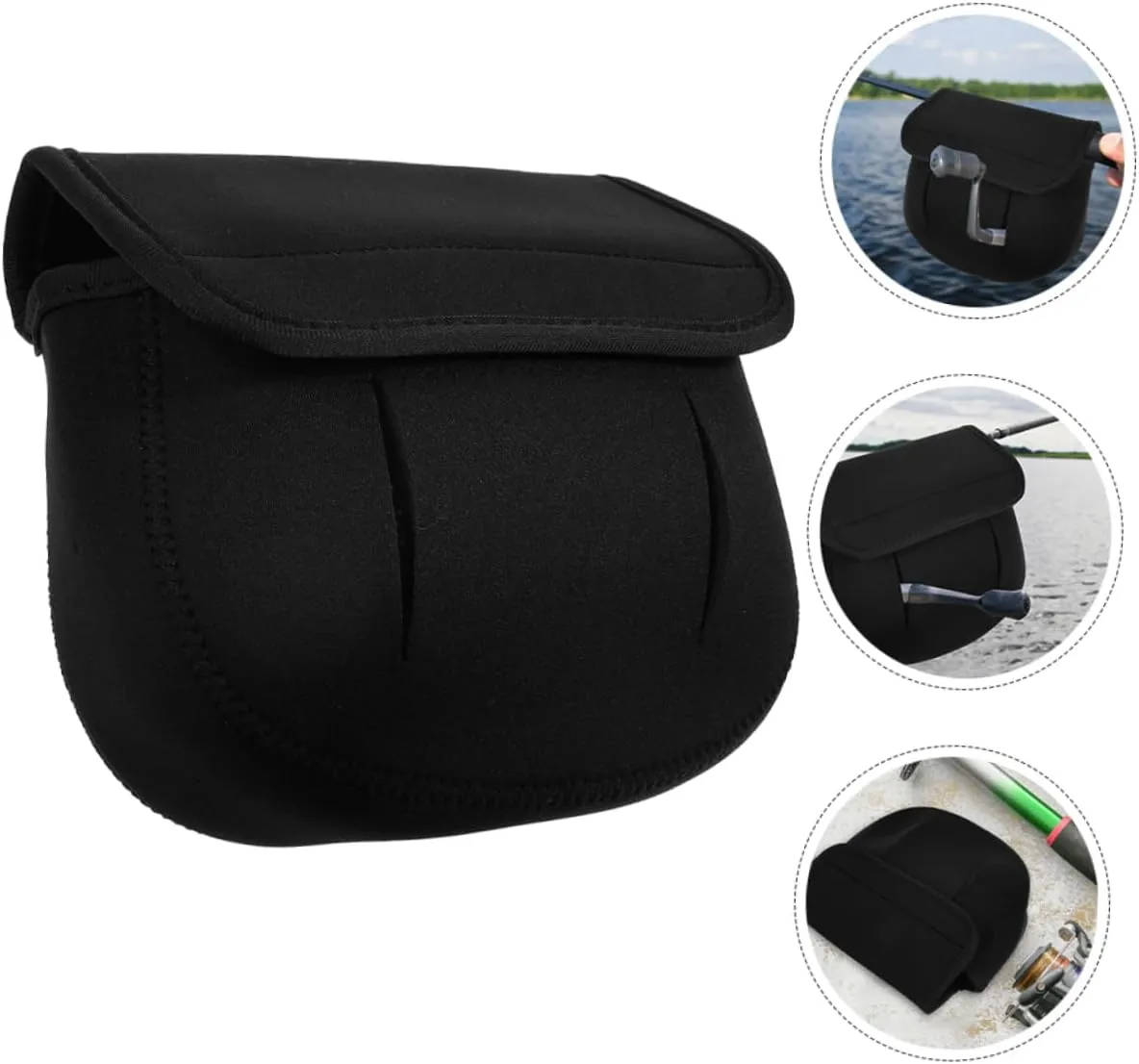 GANAZONO Fishing Reel Protective Cover for Saltwater Waterproof Case Include Fishing Rod Protective Cover Reels Covers and Fishing Reel Storage Bag Fishing Accessories Black Diving Cloth