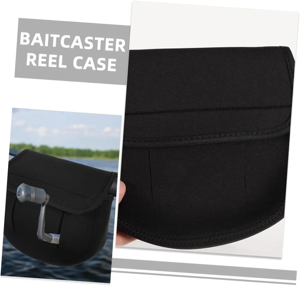 GANAZONO Fishing Reel Protective Cover for Saltwater Waterproof Case Include Fishing Rod Protective Cover Reels Covers and Fishing Reel Storage Bag Fishing Accessories Black Diving Cloth
