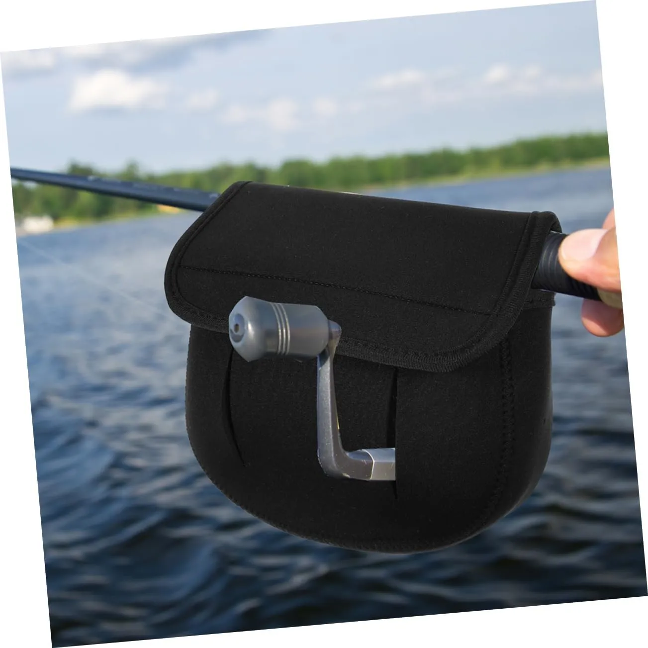 GANAZONO Fishing Reel Protective Cover for Saltwater Waterproof Case Include Fishing Rod Protective Cover Reels Covers and Fishing Reel Storage Bag Fishing Accessories Black Diving Cloth