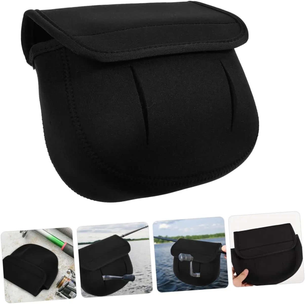 GANAZONO Fishing Reel Protective Cover for Saltwater Waterproof Case Include Fishing Rod Protective Cover Reels Covers and Fishing Reel Storage Bag Fishing Accessories Black Diving Cloth