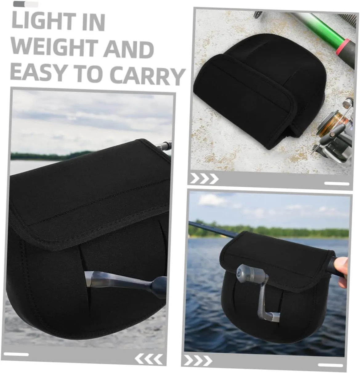 GANAZONO Fishing Reel Protective Cover for Saltwater Waterproof Case Include Fishing Rod Protective Cover Reels Covers and Fishing Reel Storage Bag Fishing Accessories Black Diving Cloth