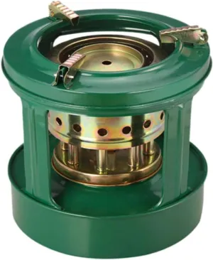 Gcroet Portable Outdoor Cooker, Kerosene-fueled, Adjustable Firepower, Mini Alcohol Stove, Metal Design, 17*18cm, Green