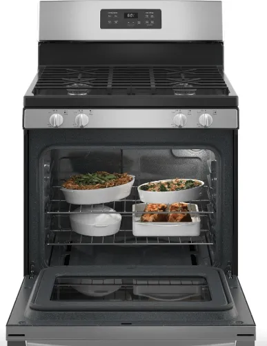 GE JCGBS61RPSS Range, 30" Exterior Width, Gas Range, Gas Burners, 4 Burners, 4.8 cu. ft. Capacity, Broiler Drawer, 1 Ovens, Stainless Steel