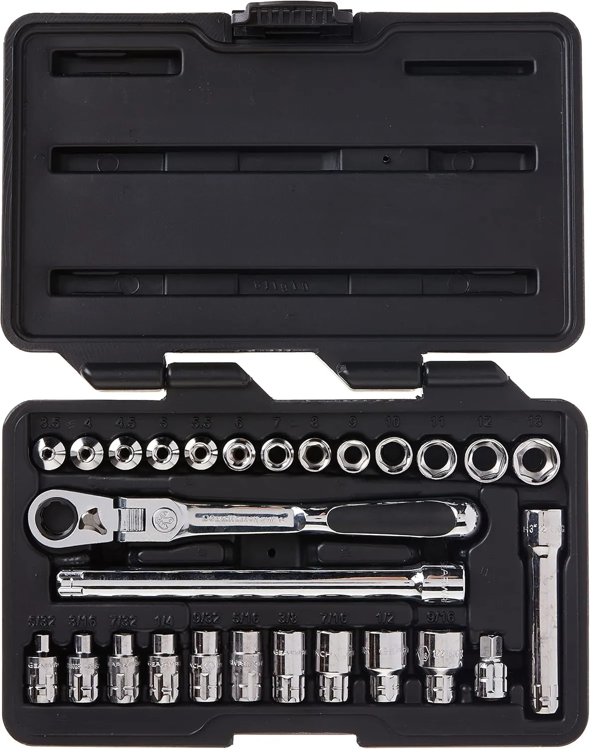 GEARWRENCH 27 Pc. 1/4" Drive 6 Pt. Pass-Thru Mechanics Tool Set, Standard SAE/Metric - 891427