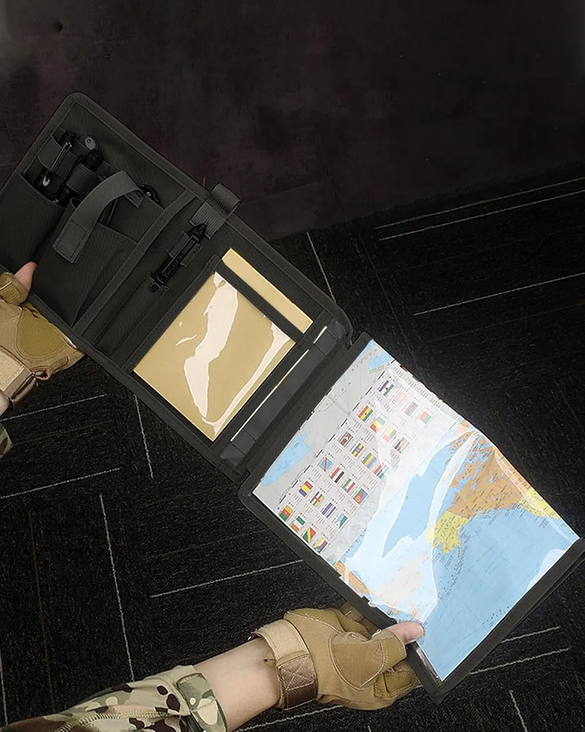 GEEDUD Map Case, Tactical Notebook, Multifunctional Water-Resistant Map Case for Military Hiking, Tactical, Outdoor Activities