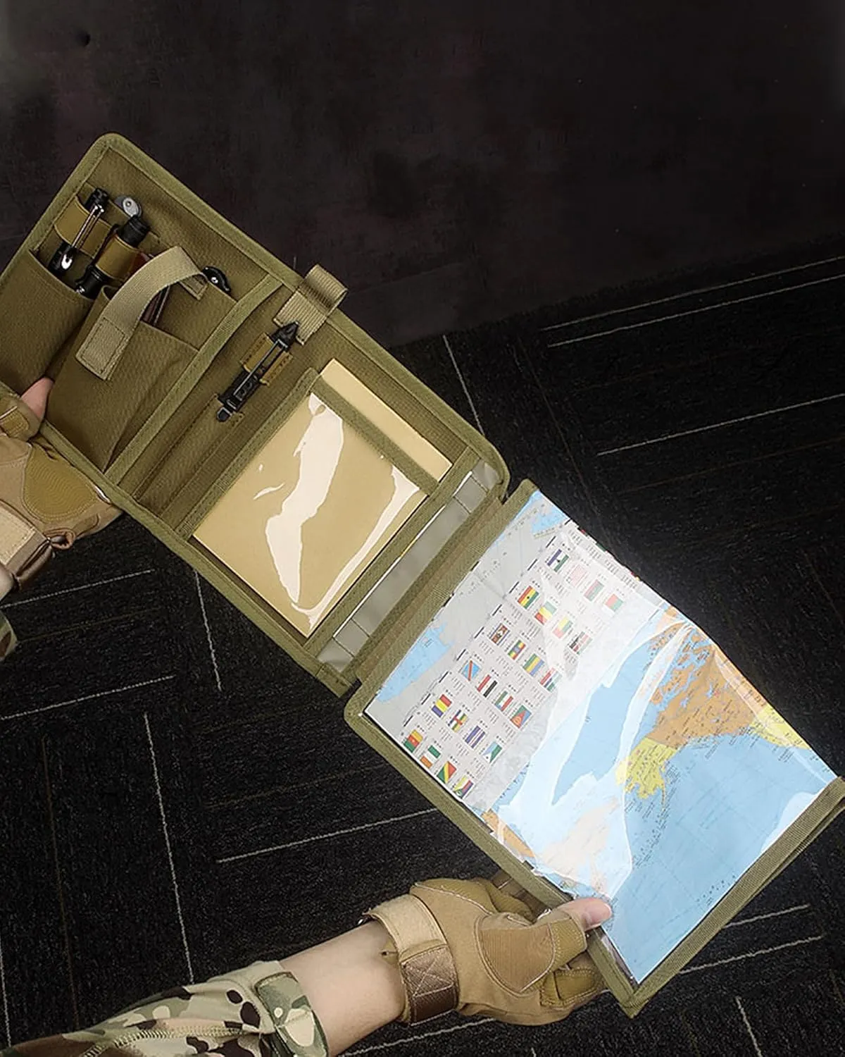 GEEDUD Map Case, Tactical Notebook, Multifunctional Water-Resistant Map Case for Military Hiking, Tactical, Outdoor Activities