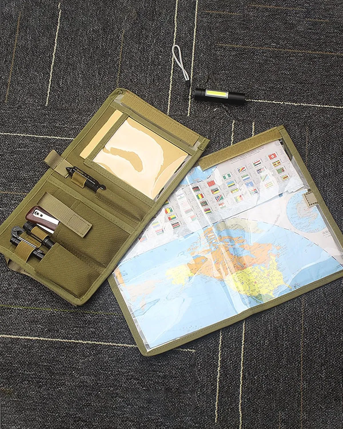 GEEDUD Map Case, Tactical Notebook, Multifunctional Water-Resistant Map Case for Military Hiking, Tactical, Outdoor Activities