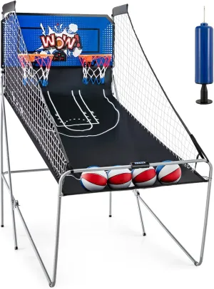 Giantex Dual Shot Electronic Basketball Arcade Game with 8 Game Modes, 2 Hoops, 4 Balls, Air Pump, LCD Scoreboard for Adults and Kids