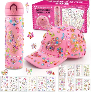 Gifts for Girls Decorate Your Own Water Bottle Baseball Cap with Unicorn Stickers Glitter Gems, Fun Arts and Crafts for Kids Unicorn Gifts for Girls Age 6 7 8 9 10 11 12 Birthday Gift