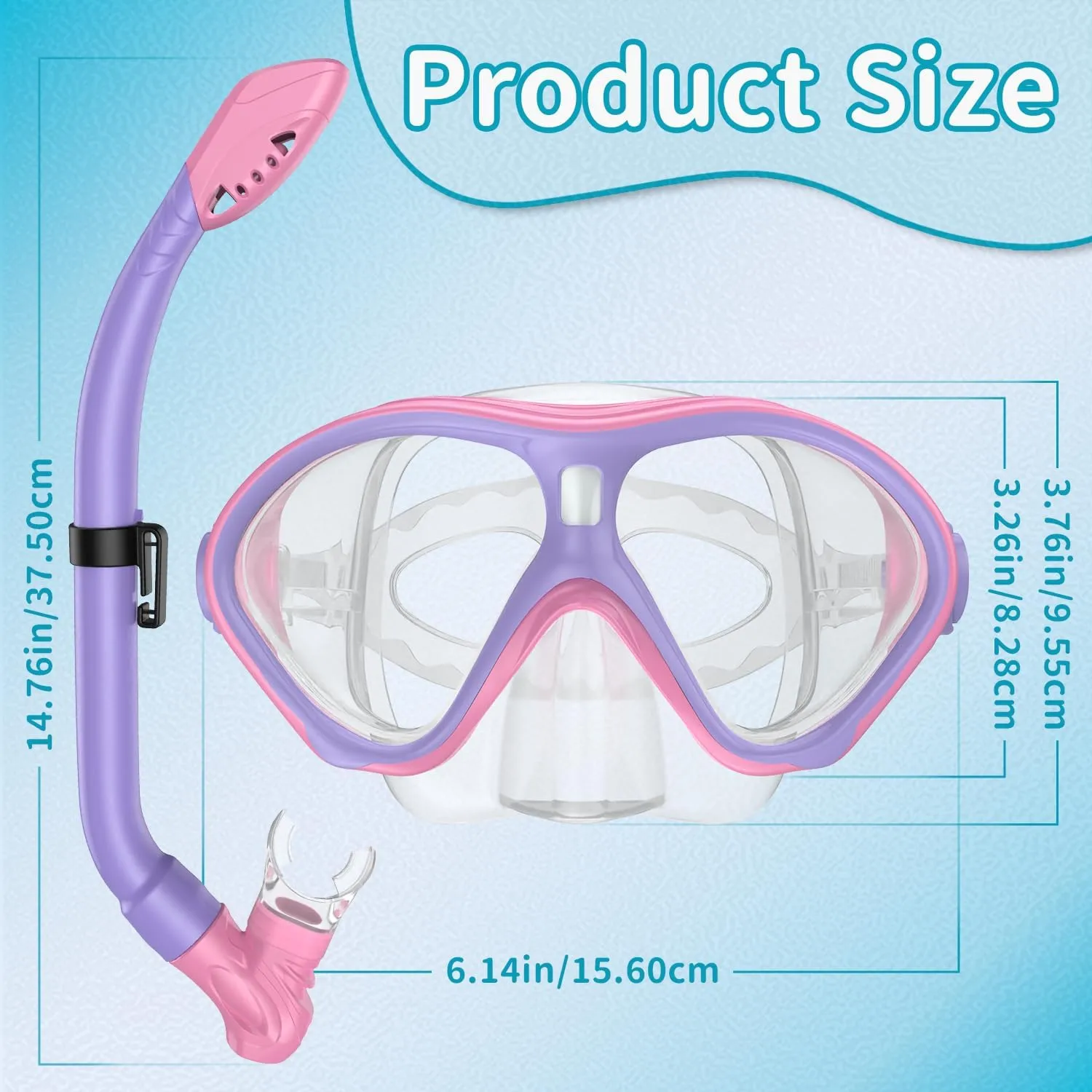 Gintenco Snorkeling Gear for Kids, Dry Top Kids Snorkel Set for Age 6-14, Anti-Fog Tempered Glass Swimming Goggles Anti Leak Diving Mask 180 Degree View for Youth Toddler Girls Boys