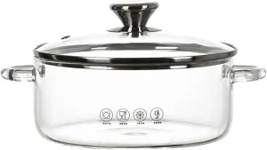 Glass Simmer Pot Clear Glass Pot for Cooking with Cover and Handle High Borosilicate Glass Saucepan for Stovetop Safe Heat Resistant Glass Cookware for Pasta Noodle Soup Milk,1500ml