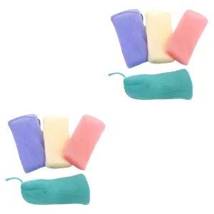 GLEAVI 2sets Rice Foaming Soap Bag Mesh Storage Bag for Bar Soaps Scrubber Pouch Compact Portable Travel-friendly 4pcs*2