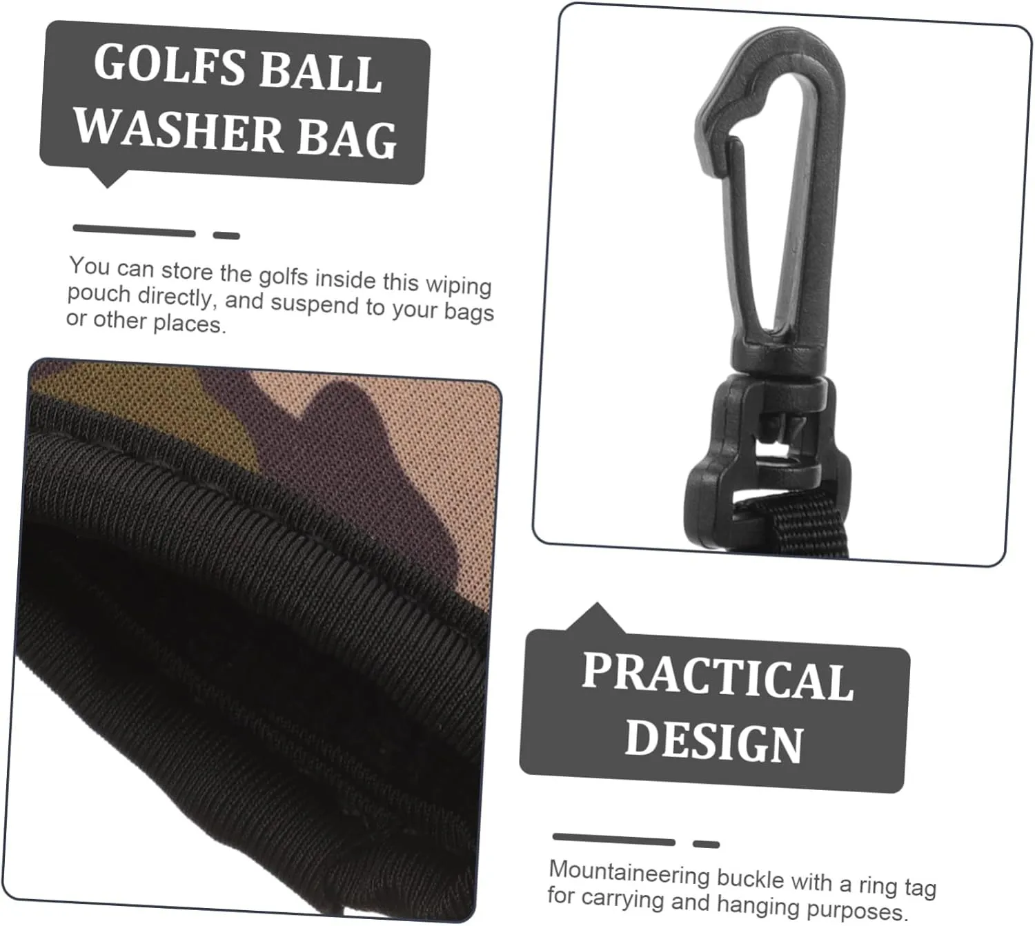 Golf Ball Bag Golf Ball Cleaning Pouch Golf Washer Small Neoprene Key Portable Golf Balls Bags Golf