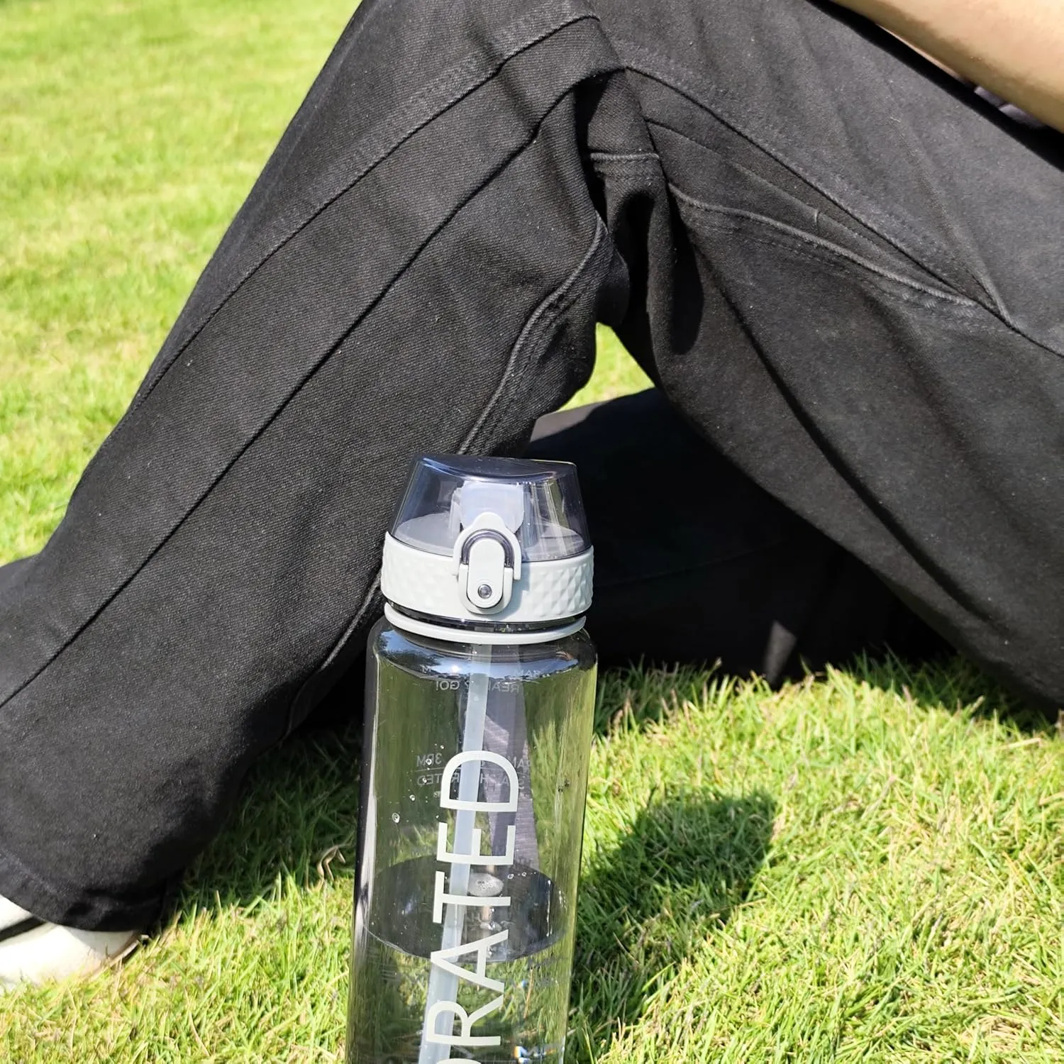 GOPPUS Water Bottle Clear Water Bottles 32oz Motivational with Time Marker Tritan BPA Free Sports Water Bottles Wide Mouth for Gym Travel Home School Office