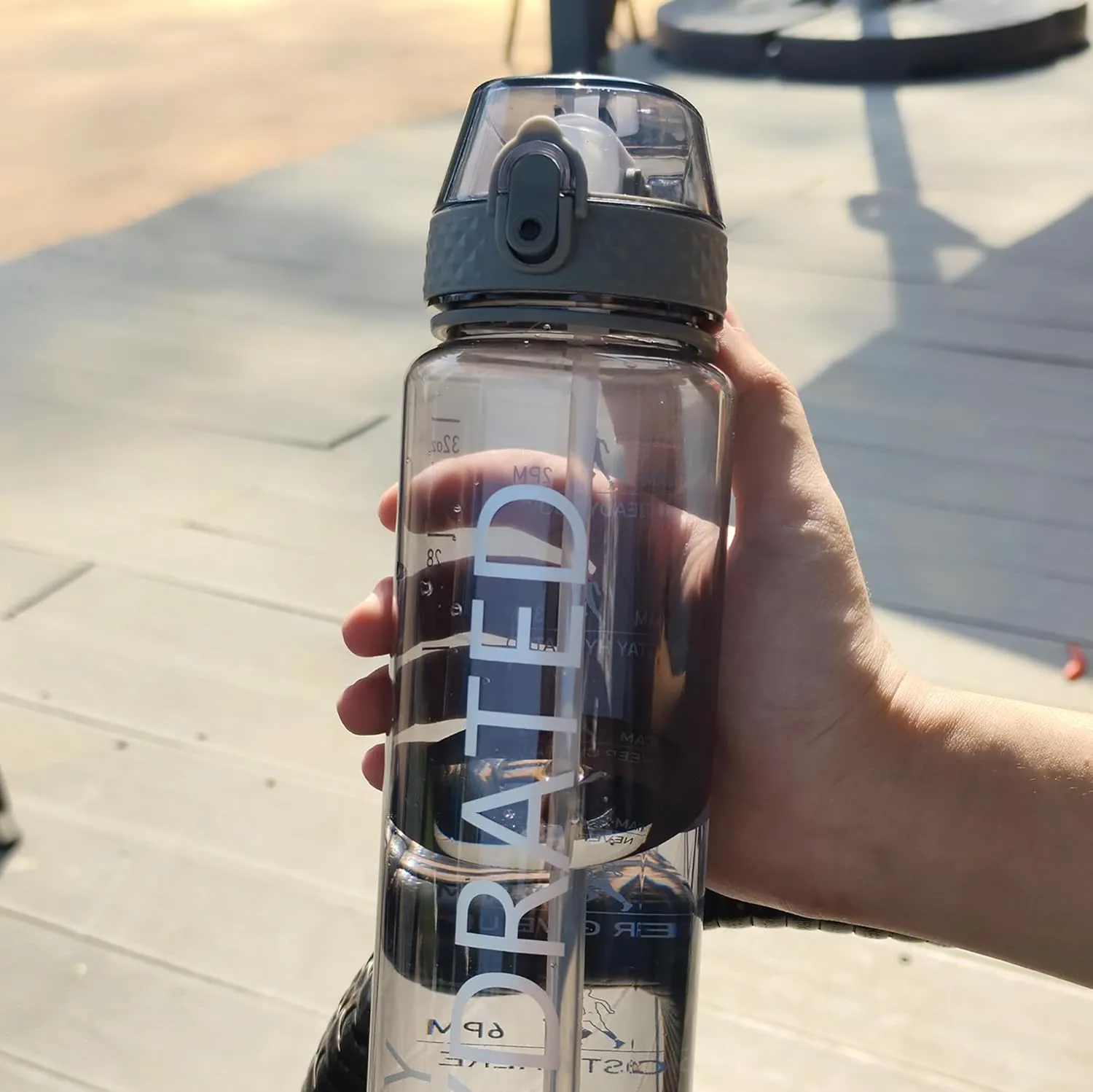 GOPPUS Water Bottle Clear Water Bottles 32oz Motivational with Time Marker Tritan BPA Free Sports Water Bottles Wide Mouth for Gym Travel Home School Office