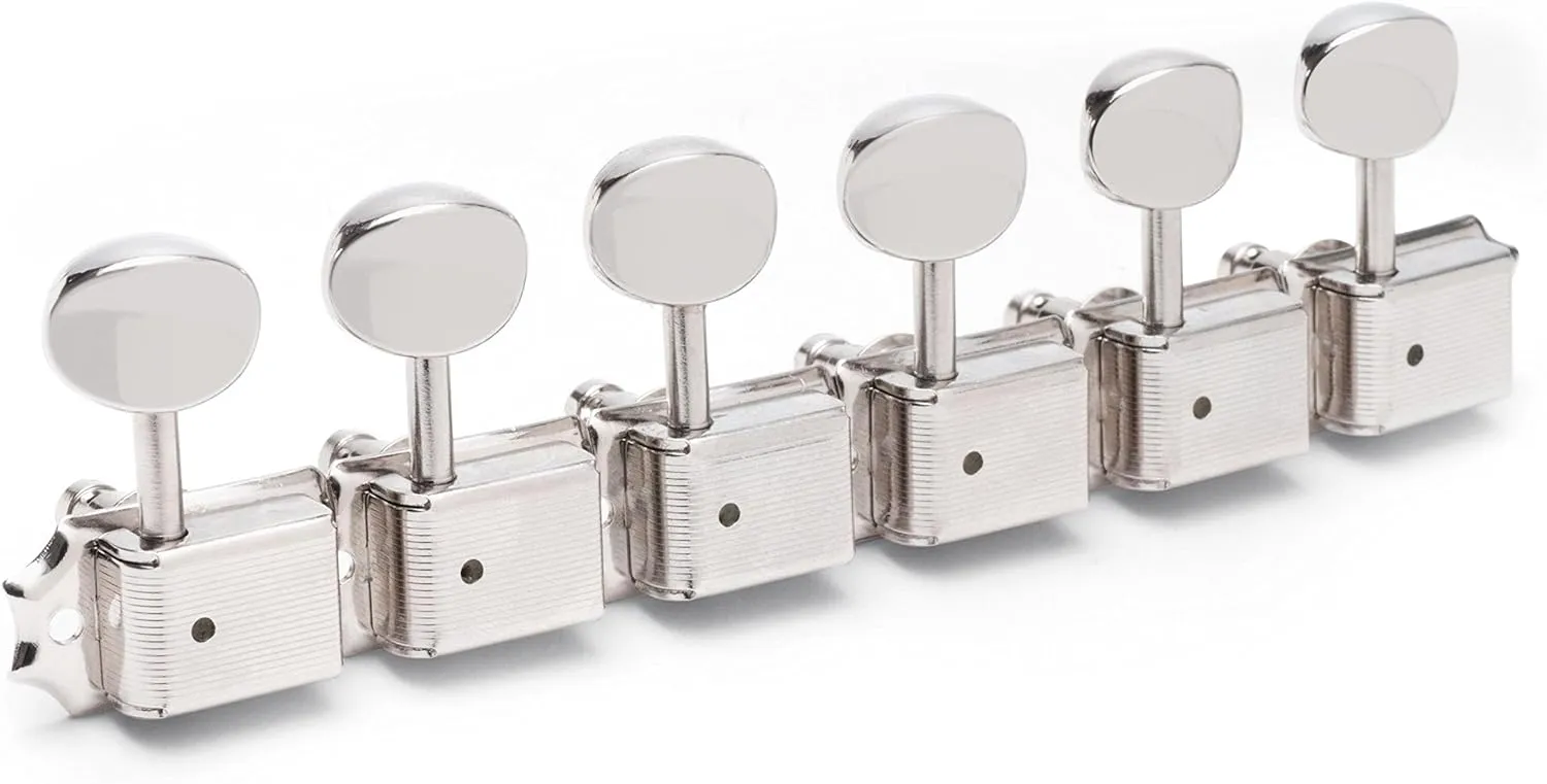 Gotoh Locking Vintage Oval Knob 6-In-Line Tuners, Nickel