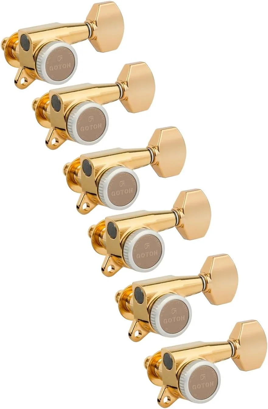 Gotoh Magnum Lock-Trad 6-In-Line Guitar Tuners, Gold