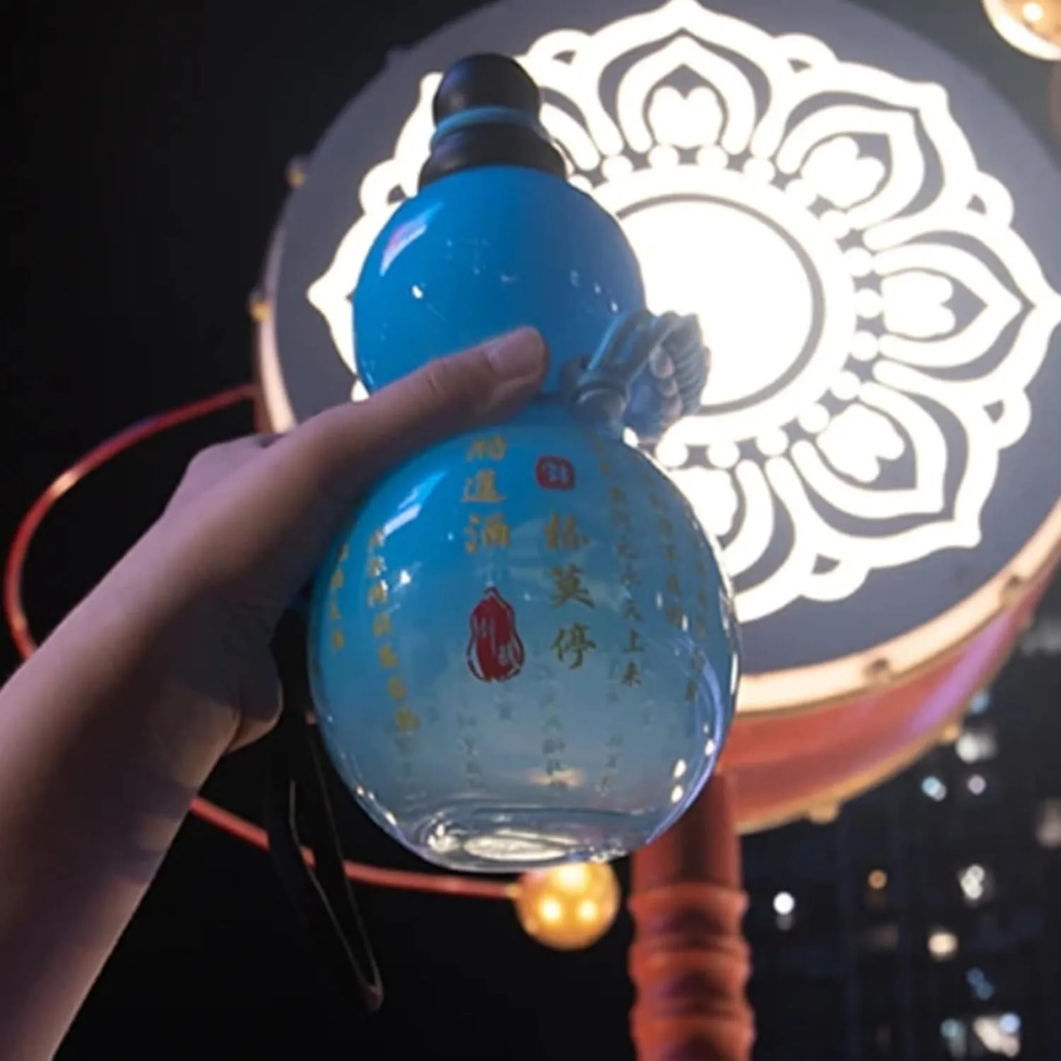 Gourd Water Bottle 28oz, Gourd-Shaped Sports Water Bottle, Monkey King Wu Kong Gourd Bottle,Chinese Vintage Gourd Travel Gourd Water Flask (Blue)