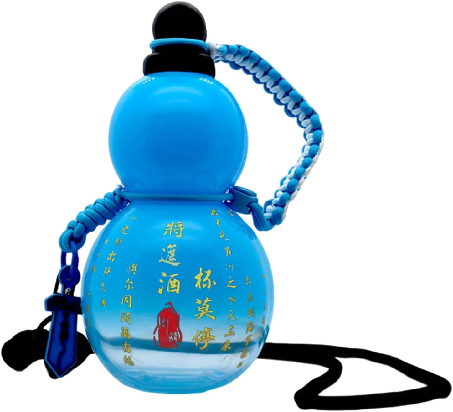 Gourd Water Bottle 28oz, Gourd-Shaped Sports Water Bottle, Monkey King Wu Kong Gourd Bottle,Chinese Vintage Gourd Travel Gourd Water Flask (Blue)