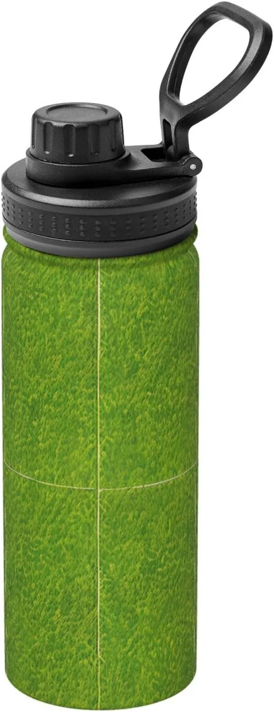 Green Grassland 18OZ sports thermos bottle, stainless steel, full print, suitable for outdoor, commuting, camping stool