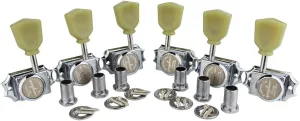 Guyker 6Pcs Guitar Locking String Tuning Pegs (3R   3L) – 1:15 Vintage Deluxe Style Tuners Key Machine Heads Set with Keystone Knob Replacement for Les Paul Style Electric or Acoustic Guitar - Chrome