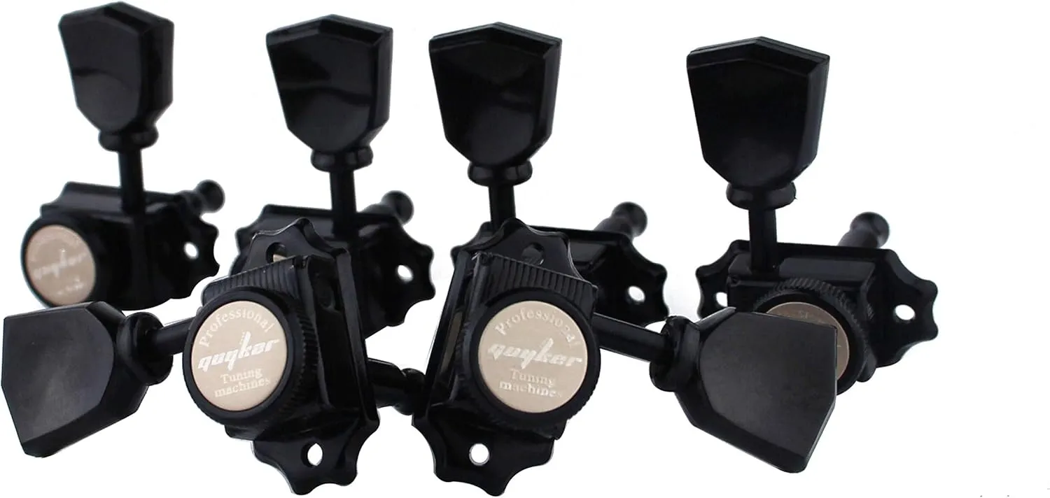 Guyker Locking Guitar Machine Heads (3R   3L) – 1:15 Ratio Lock String Vintage Deluxe Tuning Key Pegs Tuners Set Replacement for Electric, Acoustic or Folk Guitars - Black Handle