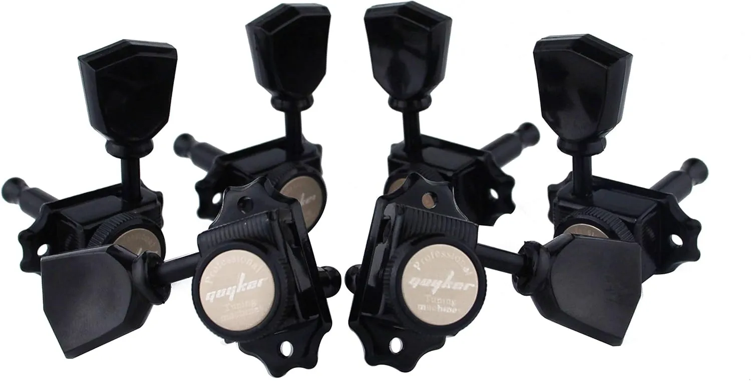 Guyker Locking Guitar Machine Heads (3R   3L) – 1:15 Ratio Lock String Vintage Deluxe Tuning Key Pegs Tuners Set Replacement for Electric, Acoustic or Folk Guitars - Black Handle