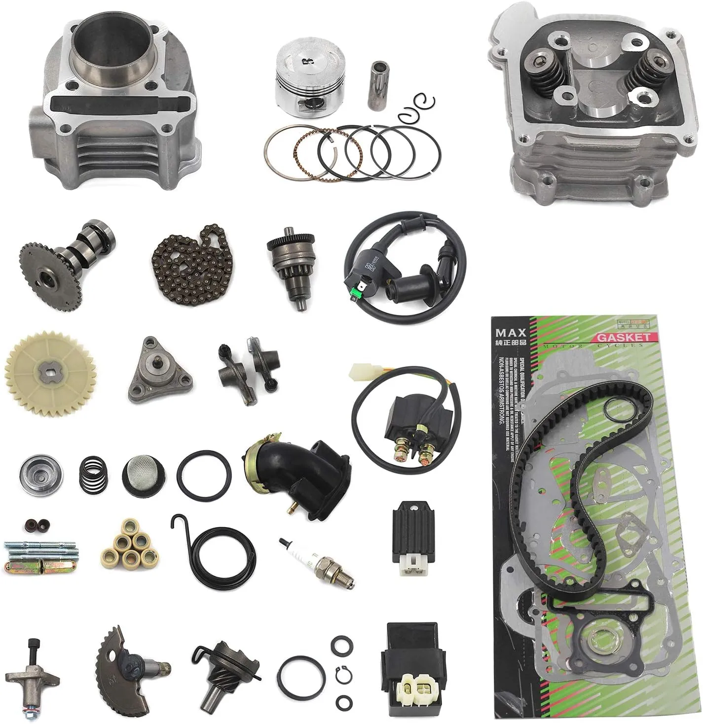 GY6 Cylinder Rebuild Kits Trkimal 47mm 80cc Big Bore Upgrade Kits for 49cc 50cc 139QMB Engines 69mm Valve scooter moped parts, GY6 Engine parts(69mm Valve Length)