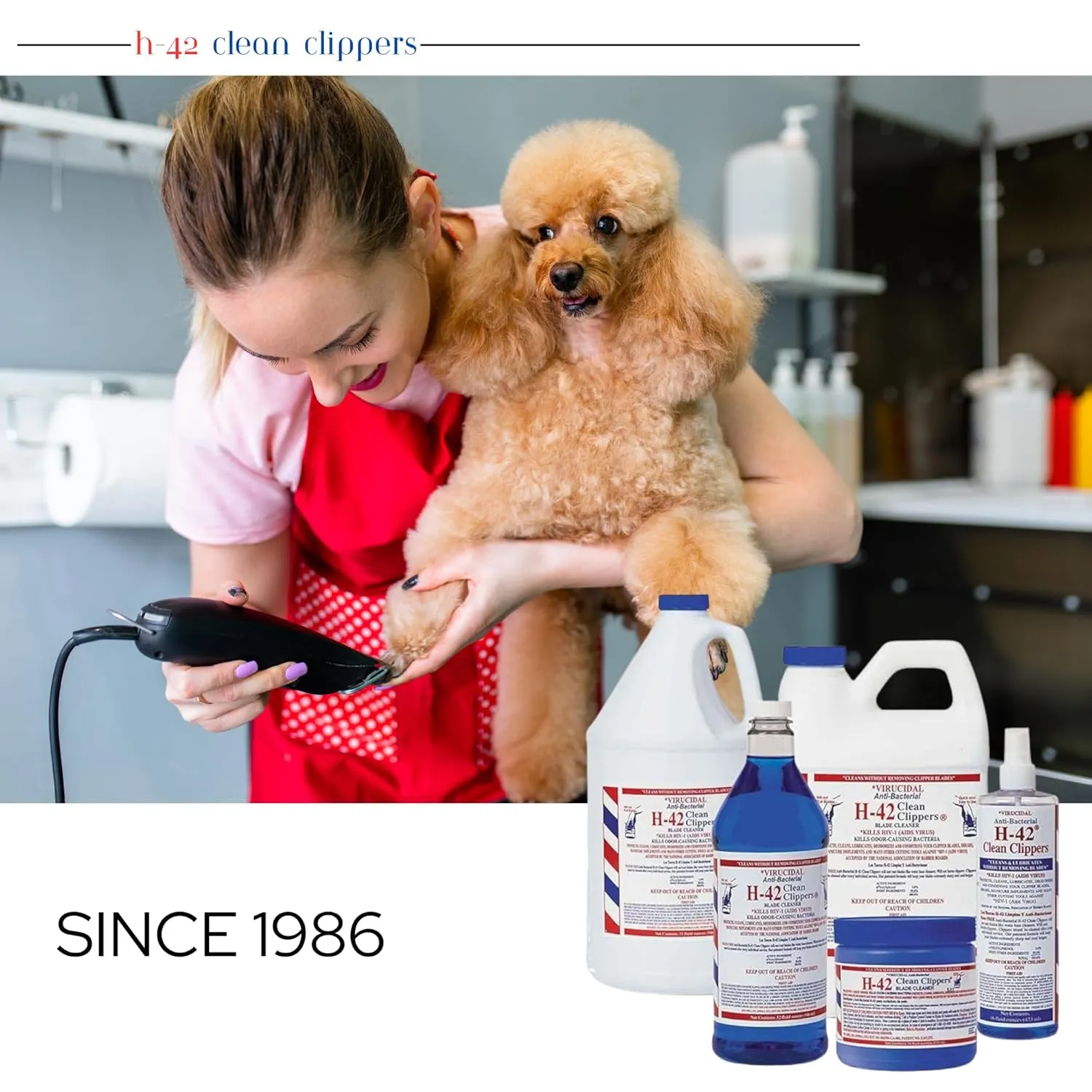 H-42 Clean Clippers Blade Cleaner with Brush - 16oz Bottle